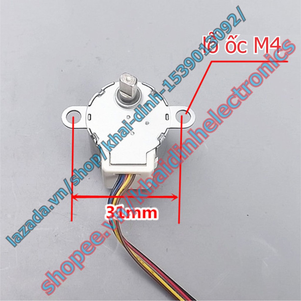 2 cái Động cơ bước giảm tốc 4 pha 5 dây, 5Vdc 24YBJ trục 5mm x 13.5mm 30gam kde5233