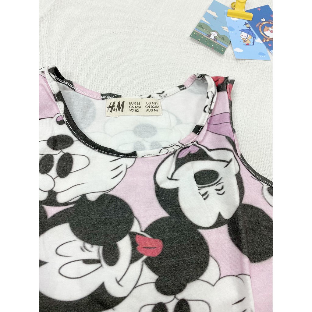 Set Cặp Váy H&amp;M Mickey Sát Nách Xuất Dư Xinh Xắn Chất Cotton Cho Bé Gái Từ 2-10 Tuổi