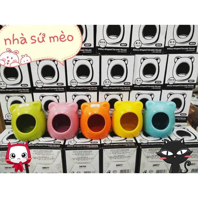 Nhà sứ mèo cho hamster, kèm ticker dán. Nhà ngủ sứ OIC