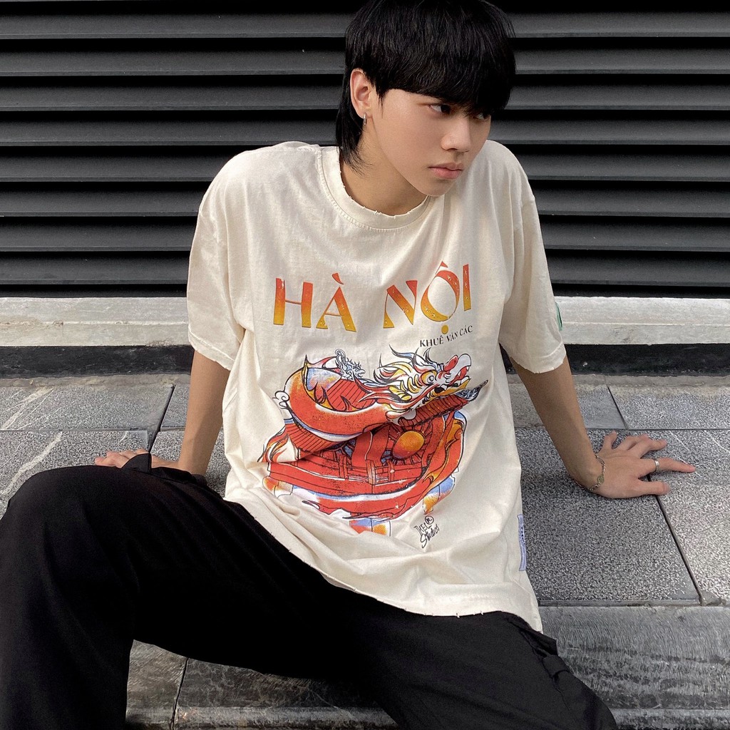 THELSTUDIOS - Áo thun Acid Wash in họa tiết Hà Nội