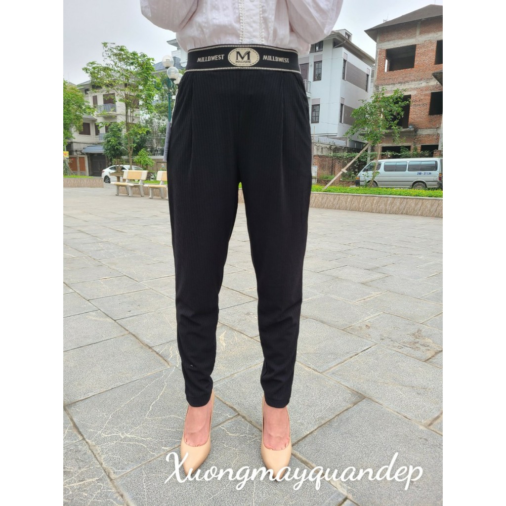 Quần Baggy Boom Thun Tăm Lạnh Đai chữ cạp cao sang choảnh (Size 45-65kg) | BigBuy360 - bigbuy360.vn