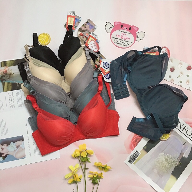 Áo lót nữ mút mỏng có gọng, chất lụa trơn siêu mát, cúp áo vát ôm ngực gọn gàng