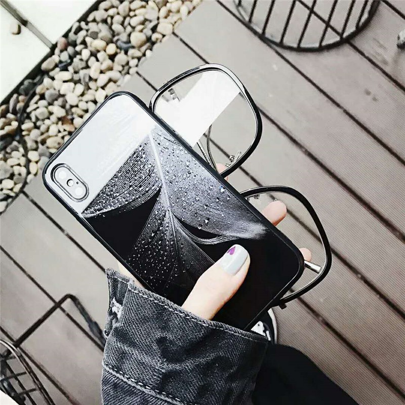 [SALE SỐC] ốp lưng iphone mặt lưng kính hình lông vũ 6 7 8 7plus 8 plus xs xr xsmax 11 12 13 pro max k235