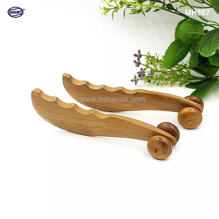 Dụng cụ lăn mũi và Mát xa ngón tay cạo gió ấn huyệt bằng Gỗ thơm hình răng cưa [MH867]