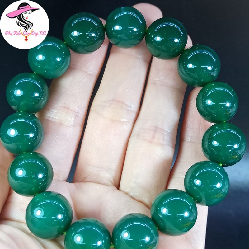 Vòng Tay Đá Mã Não Xanh Tự Nhiên Full Size - Tặng Kèm Hộp Đựng