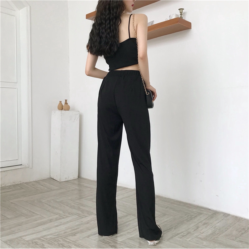 SUXI Quần Dài Lưng Cao Ống Rộng Thời Trang Cho Nữ