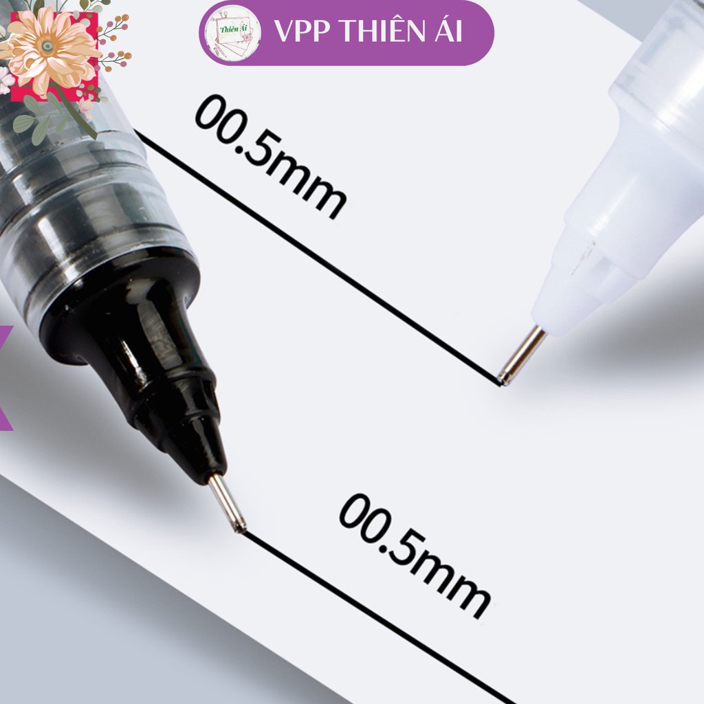 Bút bi nước Deli - 0.5mm - Vỏ Đen/Trắng - 1 chiếc màu ngẫu nhiên - VPP THIÊN ÁI