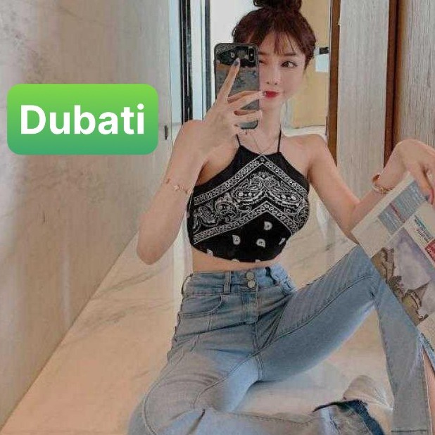 ÁO YẾM HỌA TIẾT THỔ CẨM, ÁO HAI DÂY, ÁO CROPTOP PHONG CÁCH ULZZANG - DUBATI FASHION