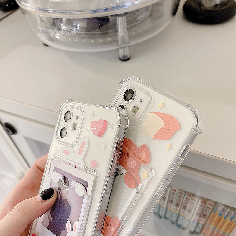 Ốp điện thoại  trong túi đựng thẻ gấu lucky 6/6s/6plus/6splus/7/7plus/8/8plus/xs/11/12/13/14/Pro/Plus/Promax TT5