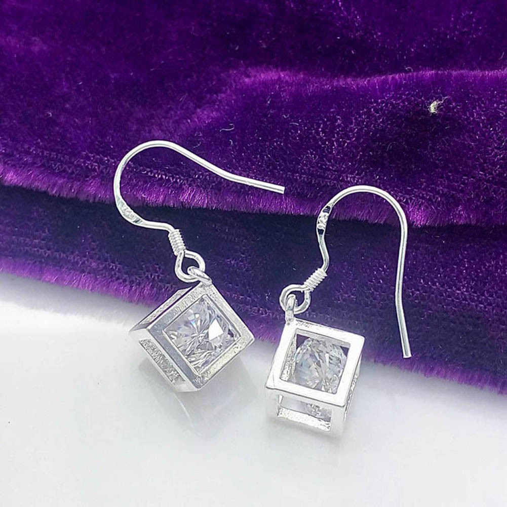 1pair Earring Crystal Cube Shape Earrings