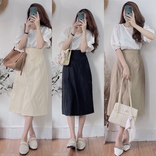 (XẢ KHO NGHỈ BÁN)Chân váy dài dáng chữ A chất kaki phong cách Hàn Quốc