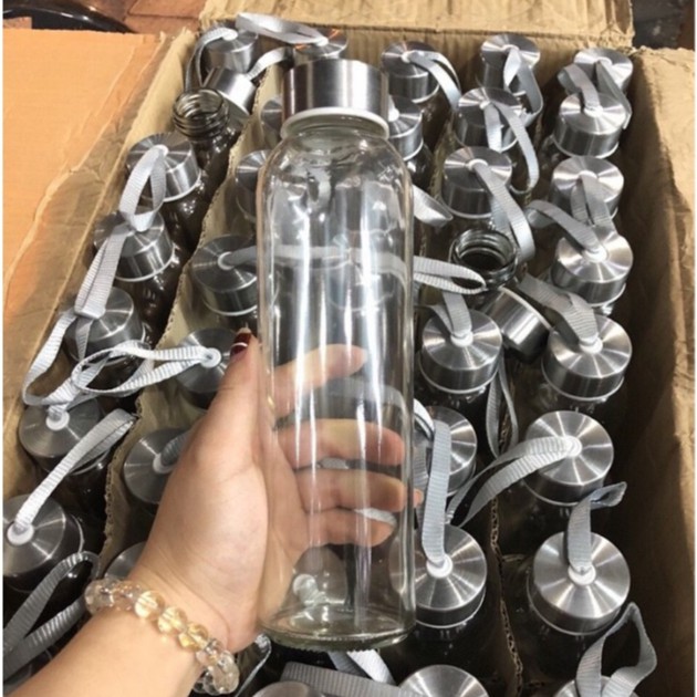 (Loại 1)  Bình đựng nước thủy tinh đẹp nắp bạc 500ml | BigBuy360 - bigbuy360.vn
