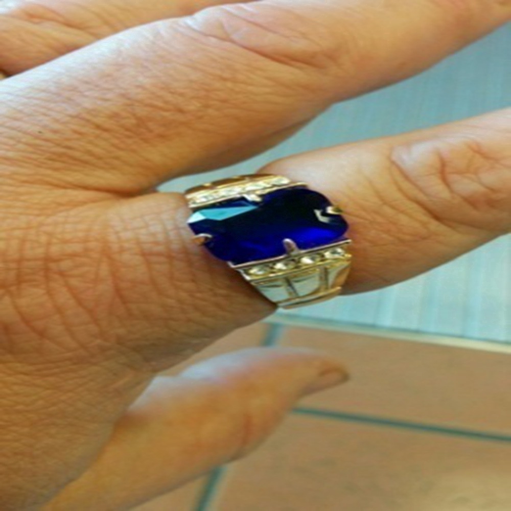 Trang sức nhẫn nam Sapphire Vàng Size 7-14
