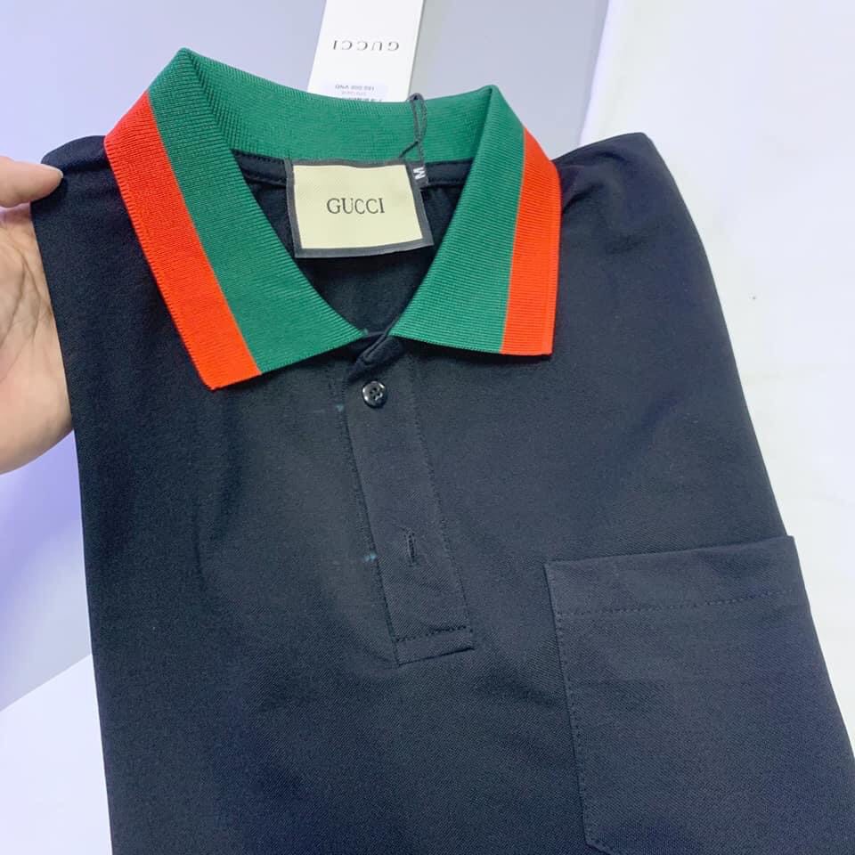 Áo Polo Nam Gucci Cổ Pha Vạch Xanh Đỏ Phối Túi Ngực Sang Trọng | BigBuy360 - bigbuy360.vn