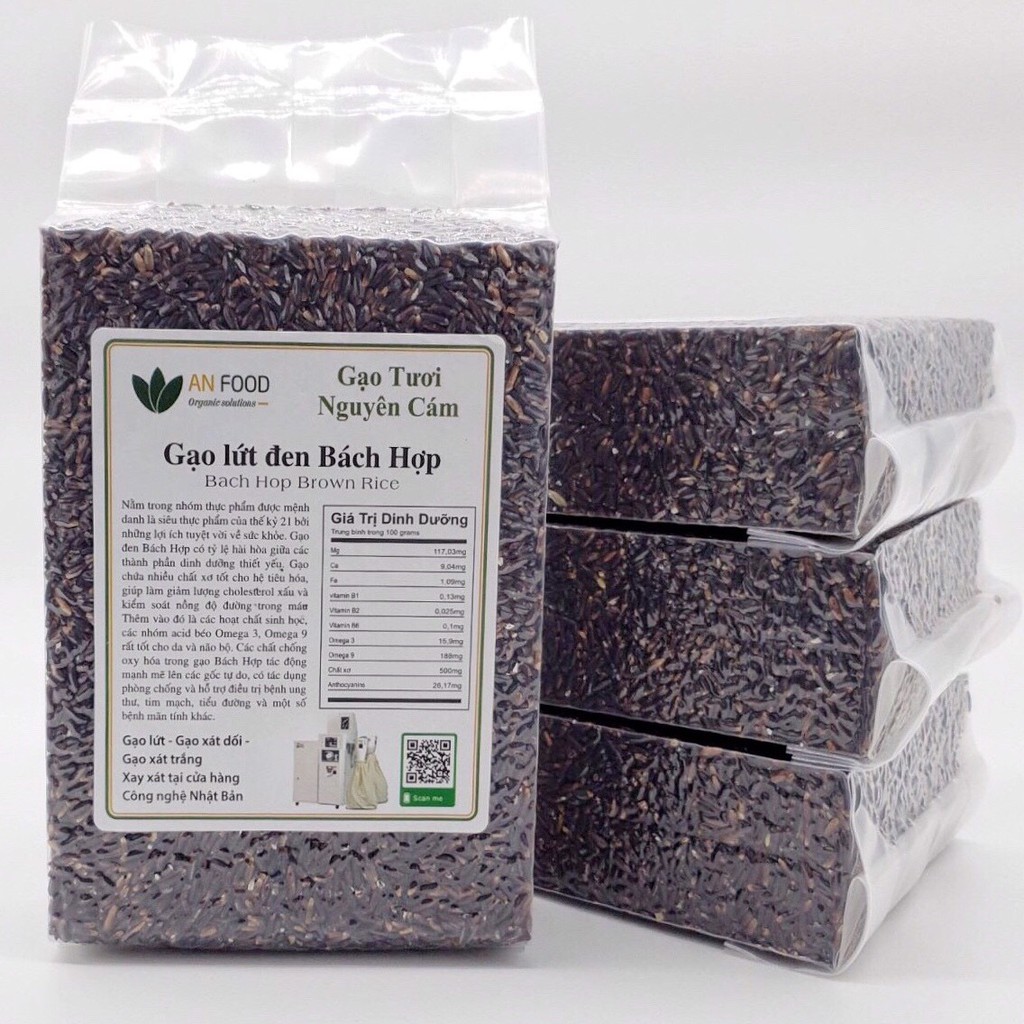 Gạo Lứt Đen Bách Hợp Hữu Cơ-An Food (túi 1kg hút chân không)