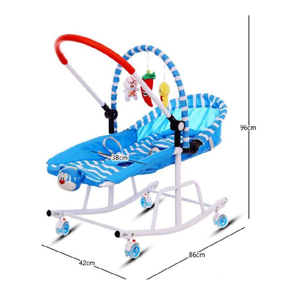 Ghế rung bập bênh có bánh xe cho trẻ sơ sinh có tặng kèm đồ chơi [Hàng cao câp]