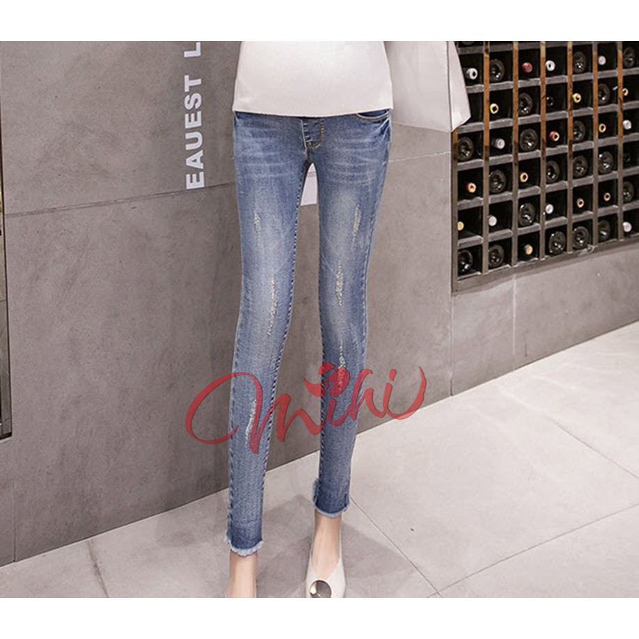 Quần bò bầu, quần Jean / Jeans cho bà bầu rách gấu - Hàng Quảng Châu chất đẹp (có ảnh THẬT)