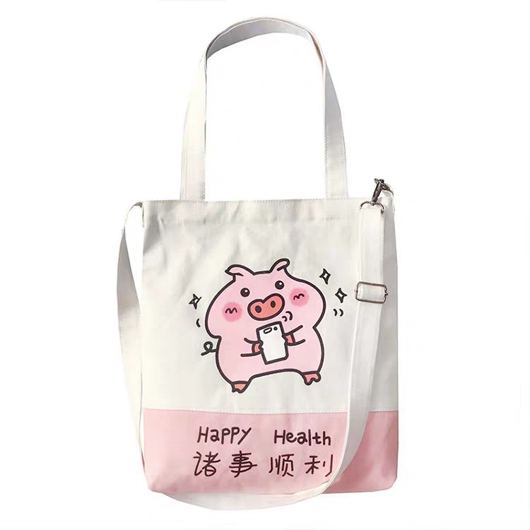 Túi Tote Thời Trang - HEO CON UỐNG SỮA Siêu Kute Unisex(Ảnh Thật)