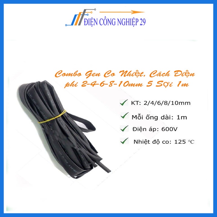 Combo Gen Co Nhiệt, Cách Điện 2-4-6-8-10mm 5 Sợi 1m