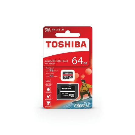 [Mã 159ELSALE hoàn 7% đơn 300K] Thẻ nhớ MicroSDXC 64GB Toshiba Exceria U3 hổ trợ Video 4K - BH 5 năm - Hưng Long PC