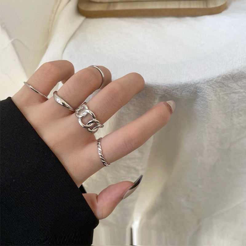Set 5 nhẫn đeo khớp ngón tay kim loại thời trang cho nữ