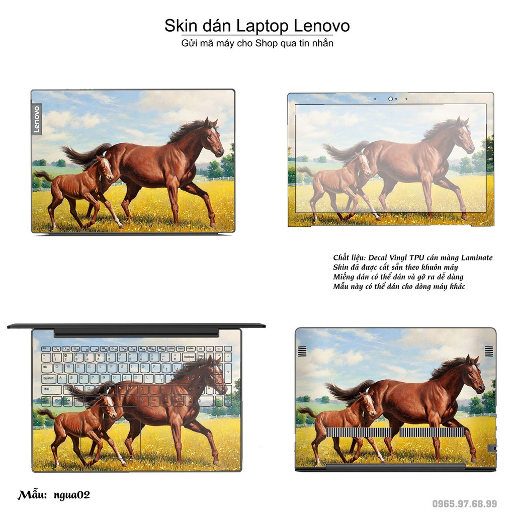 Skin dán Laptop Lenovo in hình Con ngựa (inbox mã máy cho Shop)