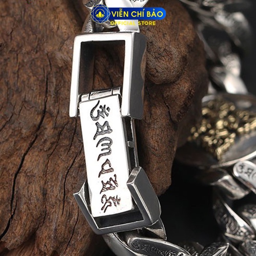 Lắc tay bạc nam khắc Lục Tự Chân Ngôn 12 con giáp mặt xoay chất liệu bạc Thái 925 thương hiệu Viễn Chí Bảo L100425