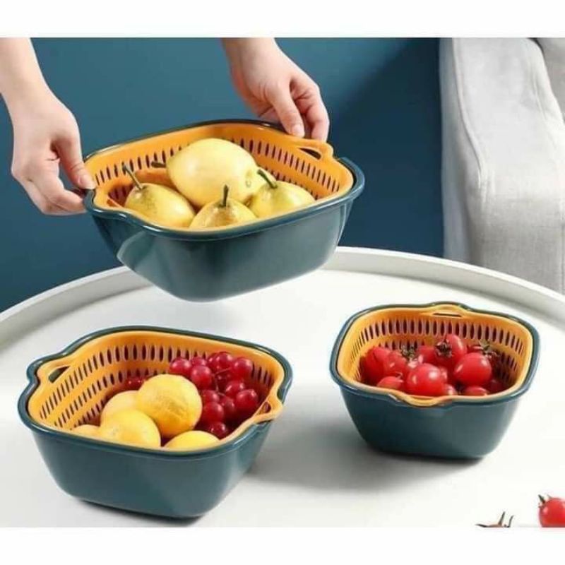 Bộ set 6 món gồm 3 rổ kèm 3 chậu ( hình vuông)