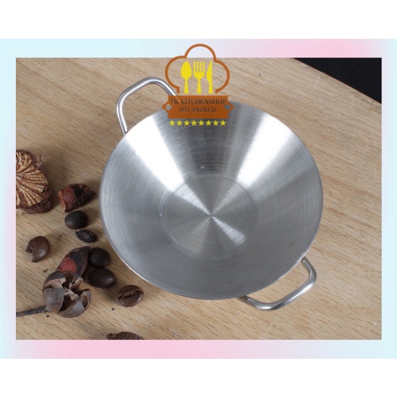 Chảo inox đựng sốt SUPER-MINI, siêu nhỏ, siêu xinh, chén sốt có hai quai cầm tiện dụng, chất liệu inox 304 không han gỉ