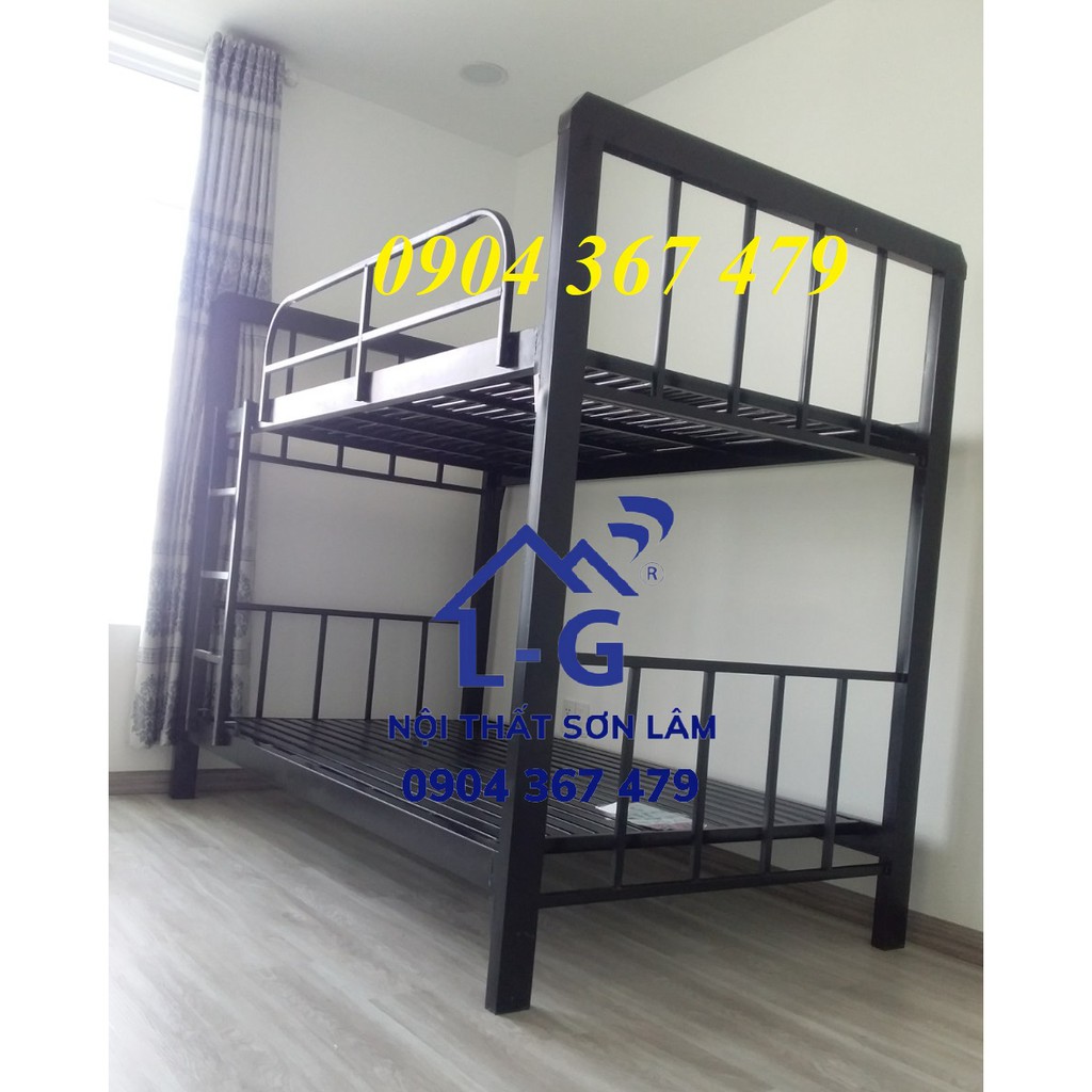 Giường tầng sắt hộp vuông 4x8 tầng trên 1m2 tầng dưới 1m2 giá rẻ