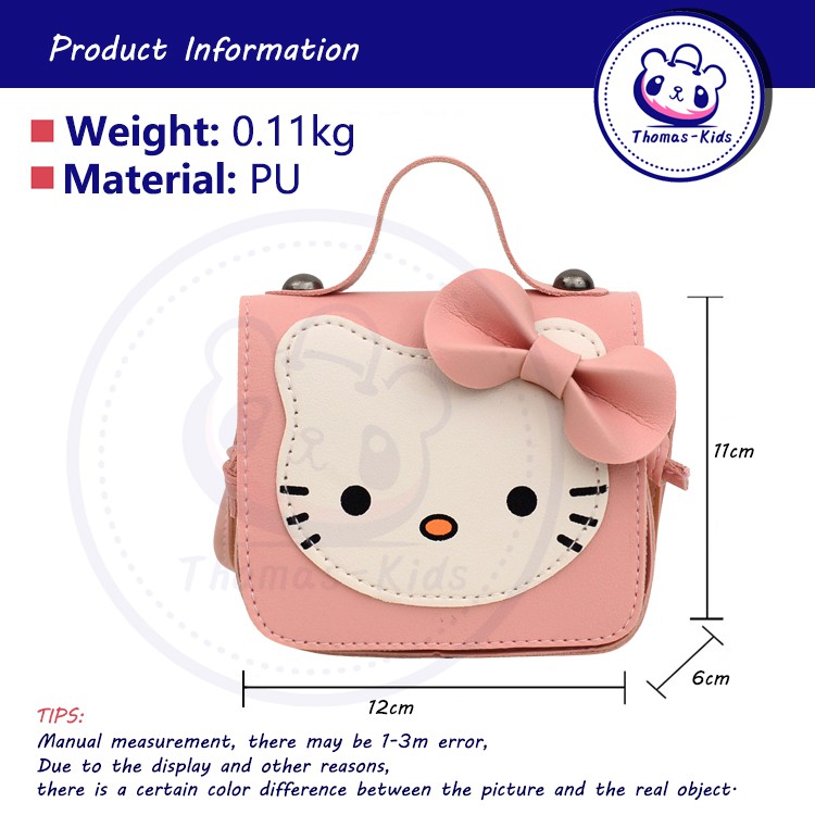 [THOMAS KIDS] Túi trẻ em Thời trang mới Phim hoạt hình mèo Hello Kitty Túi thường Túi du lịch dễ thương Ví nhỏ cho bé gái 1-10 tuổi