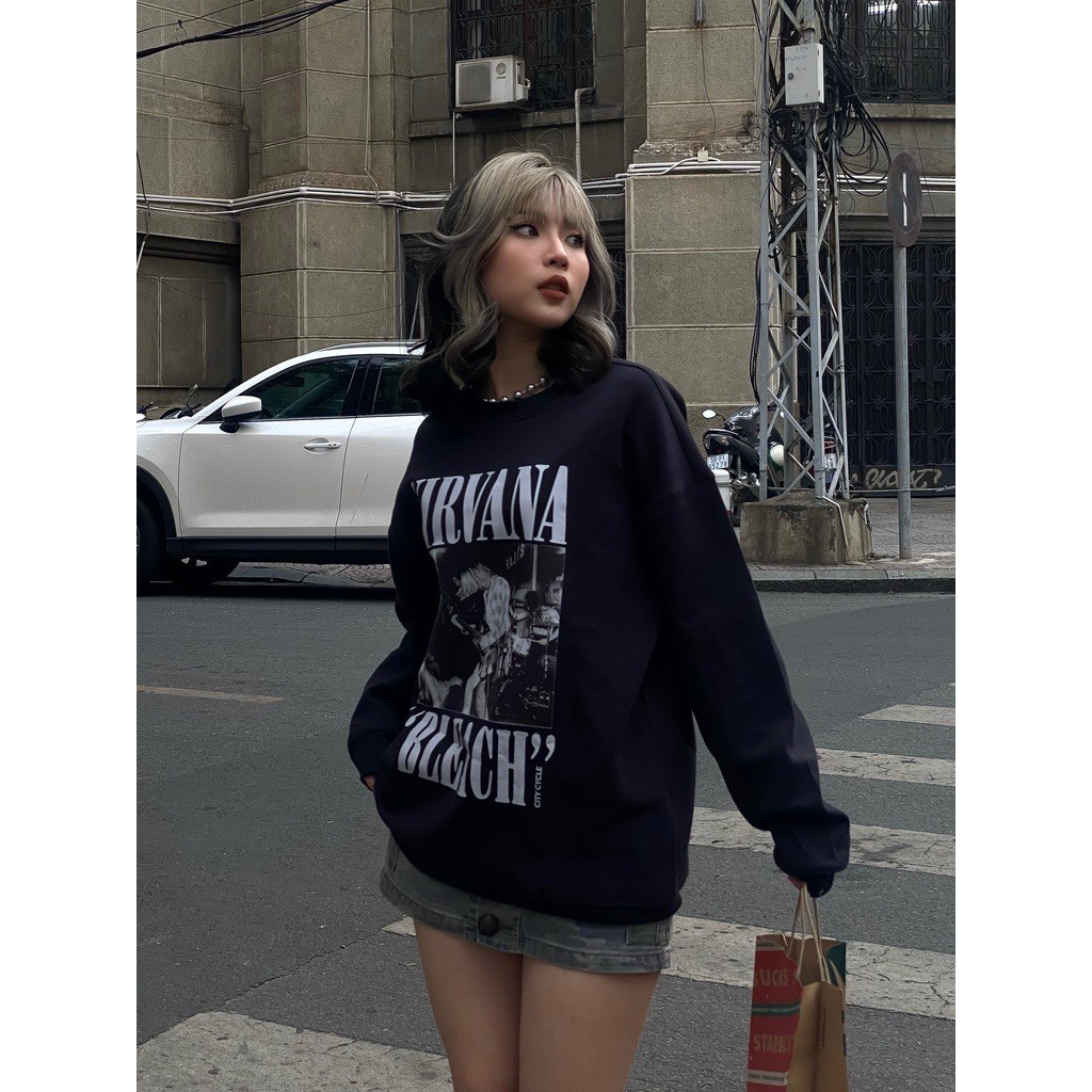 Áo Sweater NIRVANA Cổ Tròn Form Unisex Chất Vải Nỉ Bông Cao Cấp