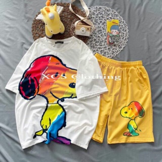 Set bộ hoạt hình quần đùi + áo thun tay lỡ