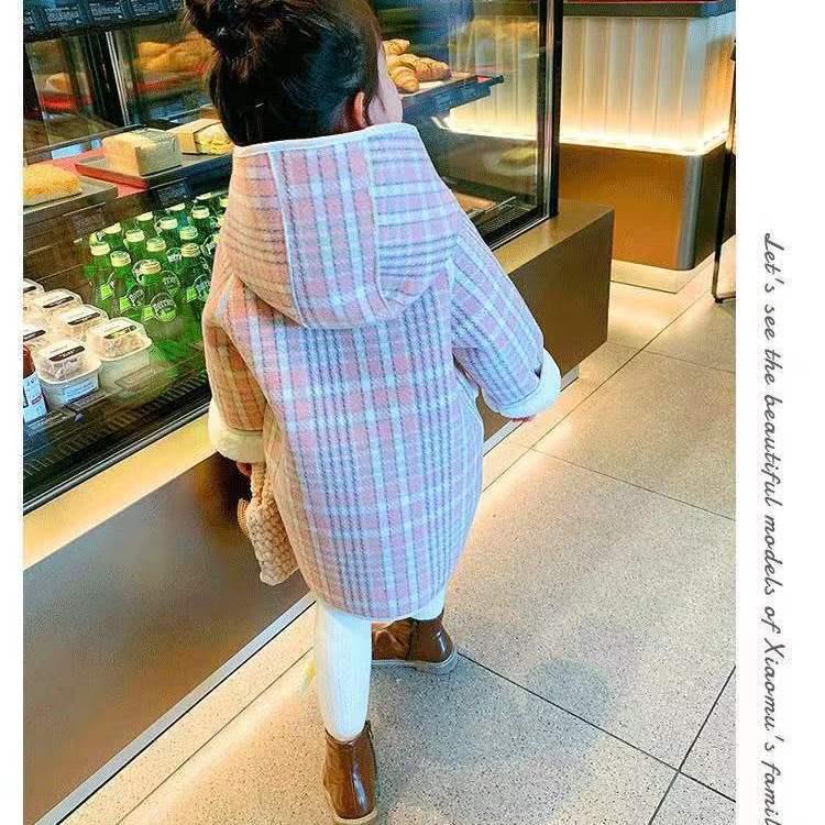 Áo Khoác Len Phối Nhung Dày Cài Nút Thời Trang Mới 2022 Cho Bé Gái