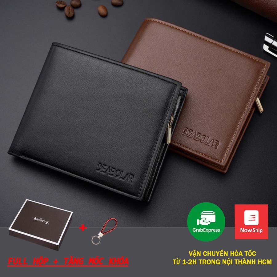 ○❇▦Bóp ví nam đẹp thời trang (FULL HỘP + tặng móc khóa), da PU cao cấp MSP R086