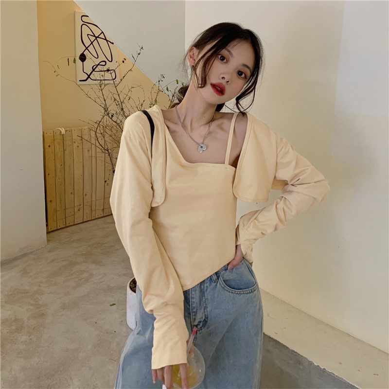 Set Áo Thun Dài Tay + Áo Hai Dây Thời Trang Nữ