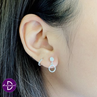 Bông tai bạc 925 hình tròn mini stone falling circle icon ddreamer 1781bth