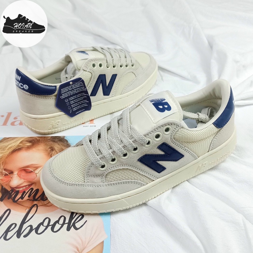 Giày New Balance Pro Court Cream Navy 1:1 Sneaker Nữ Cổ Thấp Màu Kem Xanh