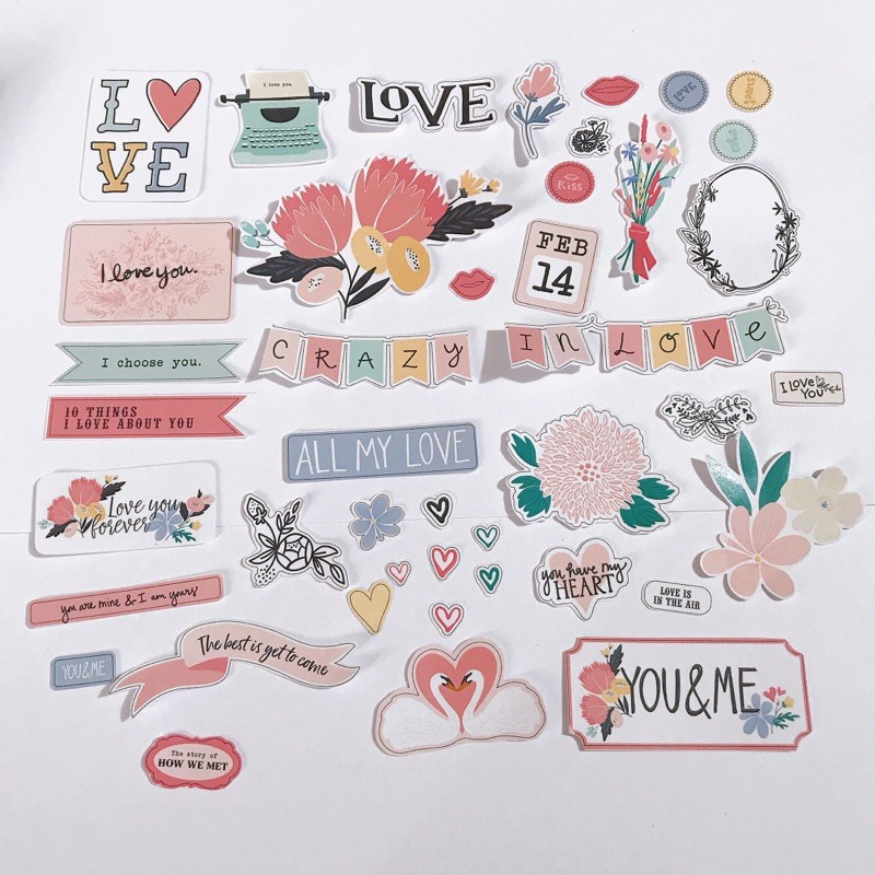 Die Cut Sticker trang trí love box scrapbook các chủ đề khác