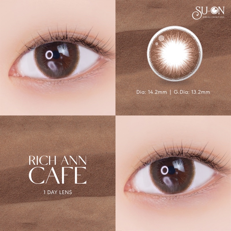 Lens 1 ngày Ann365 RICH CAFE áp tròng 14,2mm, nâu trong tự nhiên Hàn Quốc, siêu êm đeo cả ngày