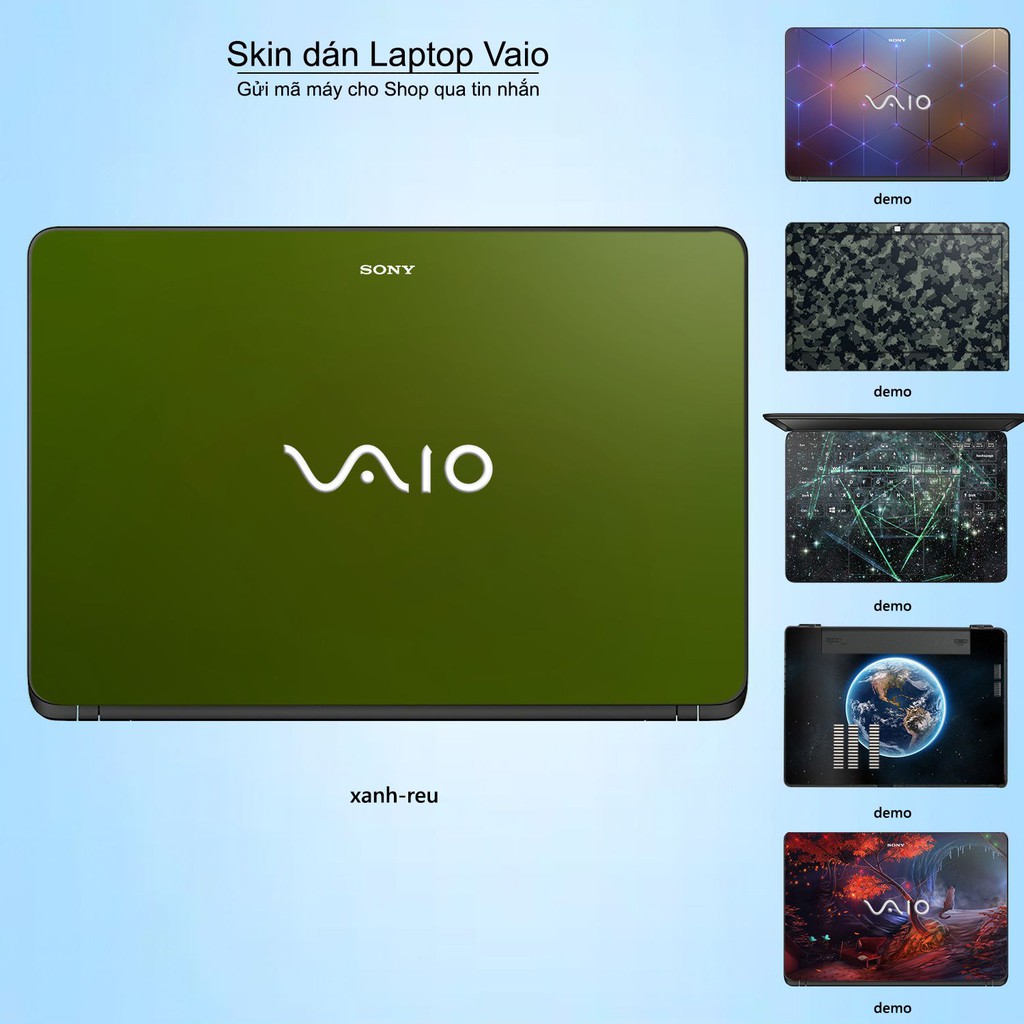 Skin dán Laptop Sony Vaio màu xanh rêu (inbox mã máy cho Shop)