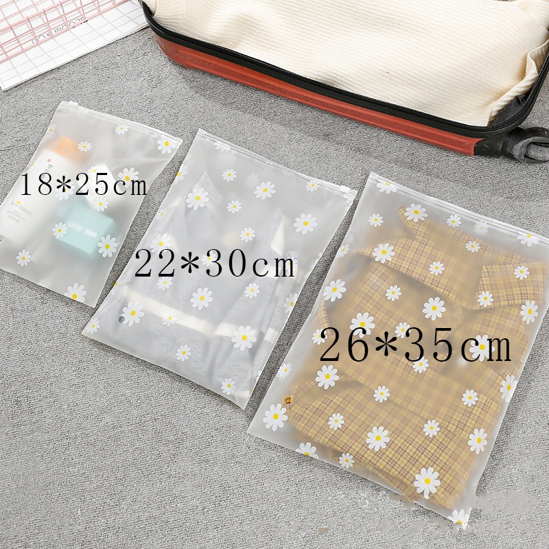 1 túi khóa zip đựng đồ lót vớ bằng nhựa mặt nhám chống thấm nước họa tiết hoa cúc có thể tái sử dụng