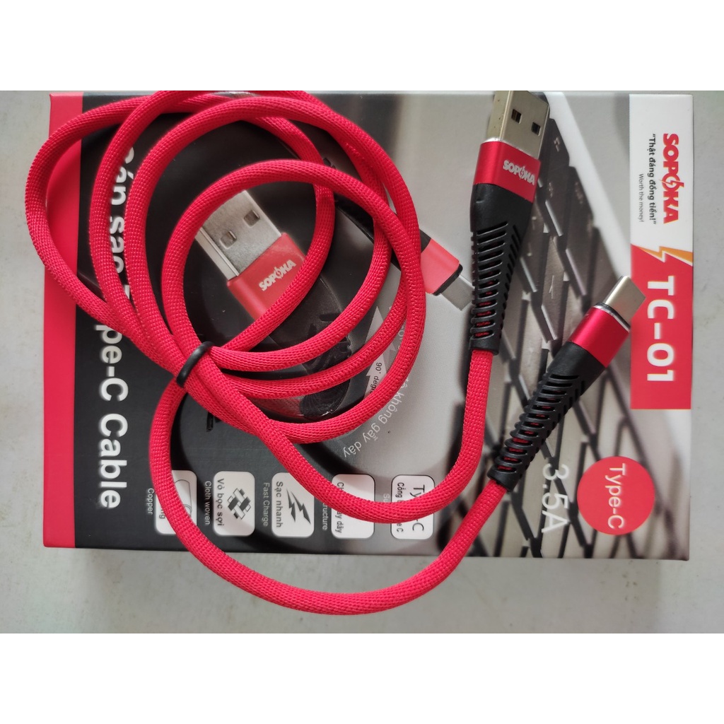 Cáp sạc dây sạc điện thoại SOPOKA DQ01 chân Micro USB  sạc nhanh TC-01 dây bọc sợi chính hãng dây 1M
