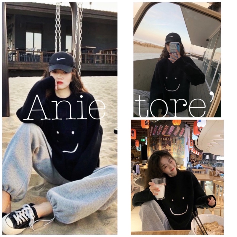 Bộ Áo Mặt Cười Quần Jogger Dáng Rộng 🦋 Set Áo Thun In Hình Kèm Quần Nỉ Cotton 🦋
