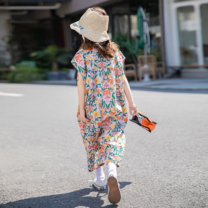 J012 - Jum bé gái hồng hoa nhí sz 110-160, đồ liền thân cho bé ống dài hè thu, thiết kế thời trang