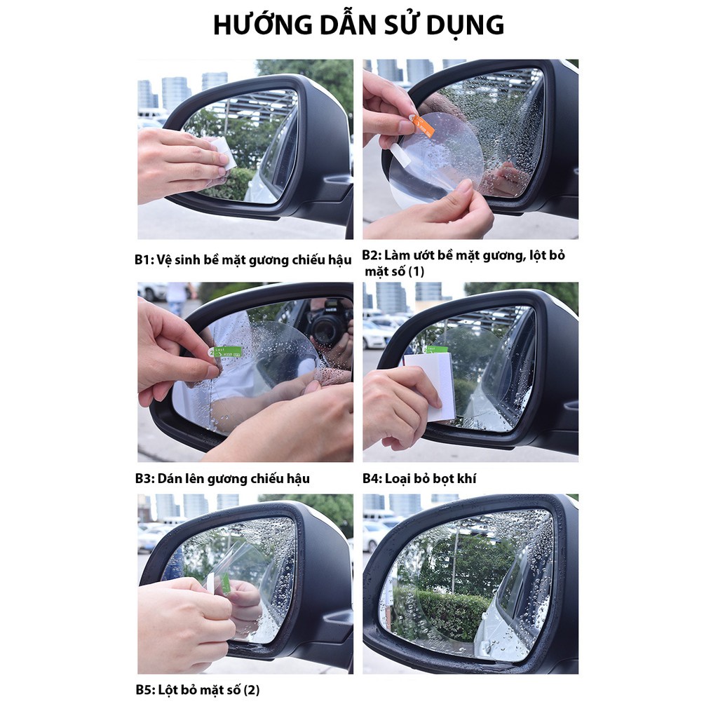 Miếng Dán Chống Bám Nước Gương Chiếu Hậu Xe Hơi