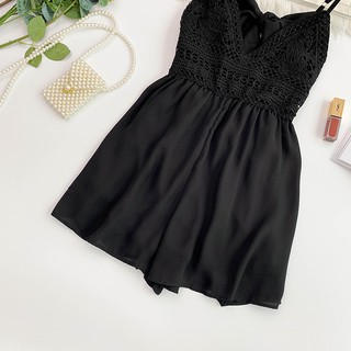 Jumpsuit 2 dây phối ren