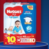 (Tặng 10 miếng tã ) Tã dán huggies M76 miếng ---mẫu kén con tằm