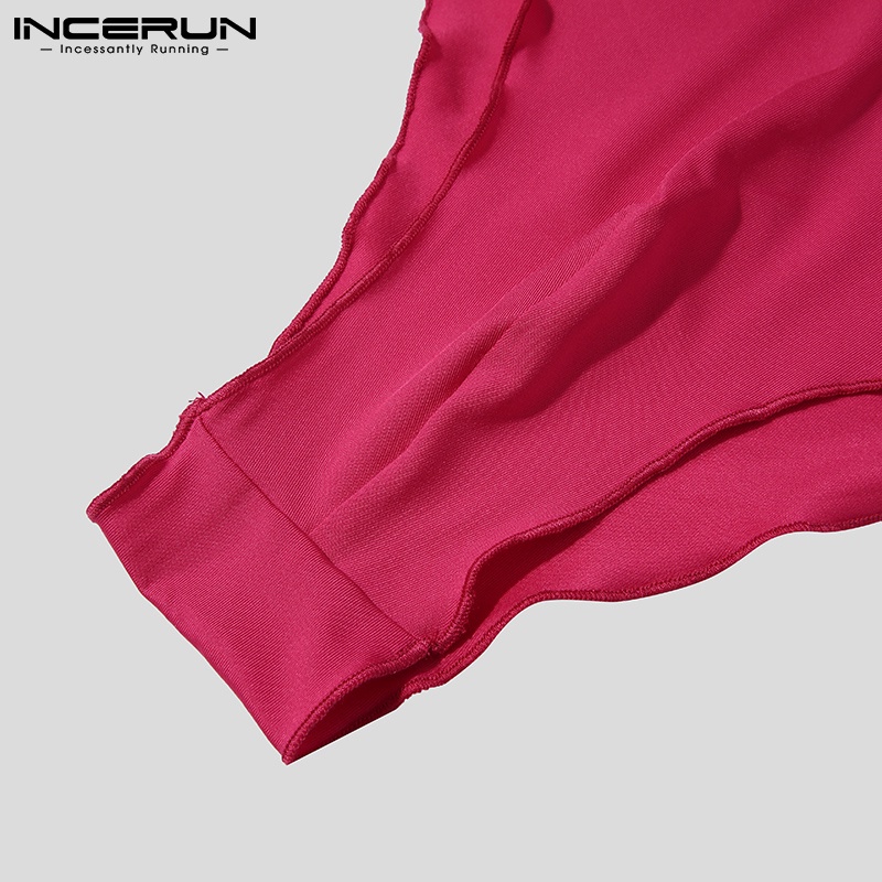 Jumpsuit INCERUN kiểu sát nách cổ tròn khoét lỗ gợi cảm cho nam