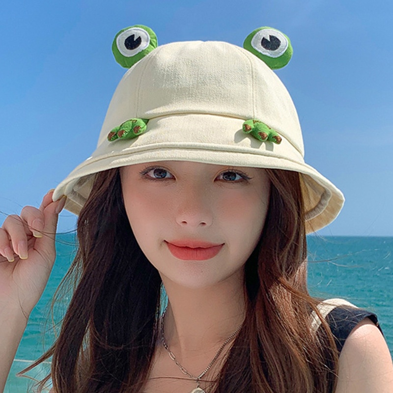 Nón Tai Bèo Rộng Vành Vải Cotton In Hoạt Hình Ếch Dễ Thương Cho Người Lớn